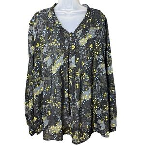 Lane Bryant Black Semi Sheer Black Blouse Tie Buttons Women’s Plus Size 18/20